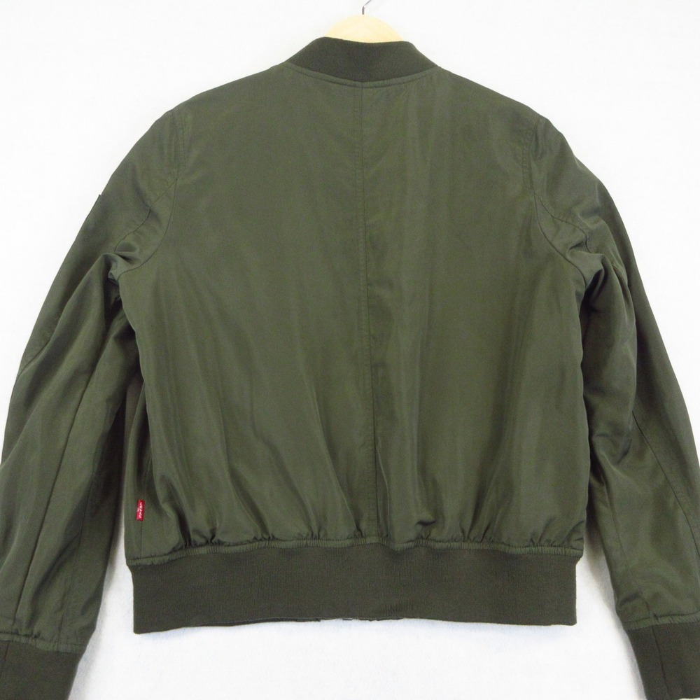 Levis Bomber Jacket Womens L Green MA-1 Style Zip Up Utility Lightweight EUC - Picture 2 of 12